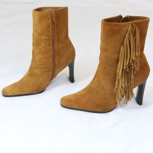 Predictions Camel Suede Leather Fringe Boots